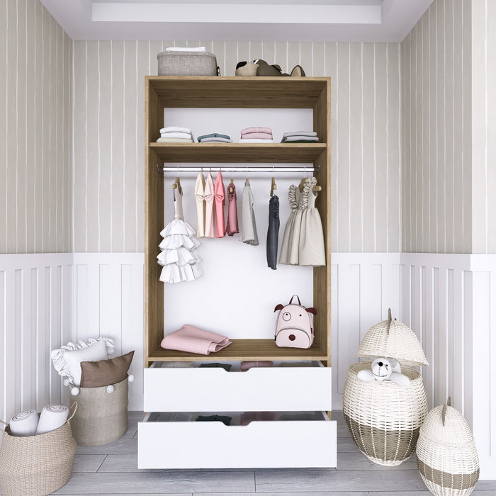 Hanah Home Armario 90 Cm 1600-015 Nogal Claro y Blanco Hanah Home Armario 90 Cm 1600-015 Nogal Claro y Blanco